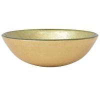 VidaXL Wastafel met kraan en pop-up afvoer gehard glas goudkleurig - thumbnail