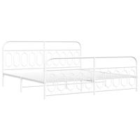 Bedframe met hoofd- en voeteneinde metaal wit 200x200 cm - thumbnail