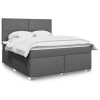 Boxspring met matras stof donkergrijs 180x200 cm - thumbnail