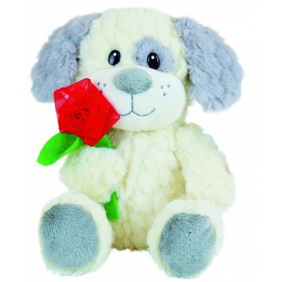 Jemini knuffel Valentine Dog junior pluche grijs/wit Jemini knuffel Valentine Dog junior pluche grijs/wit