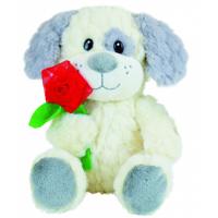 Jemini knuffel Valentine Dog junior pluche grijs/wit - thumbnail