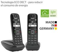 Gigaset AS690 Duo draadloze telefoon, 2 stuks, handsfree, groot display, 100 contacten, zwart - thumbnail