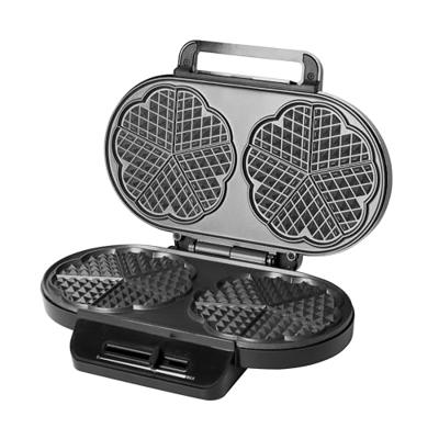 EMERIO WM-123356 Dubbel wafelijzer Anti-aanbaklaag, BPA-vrij, Traploze temperatuurregeling RVS, Zwart