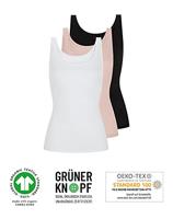 Organic dames brede band hemd - Naadloos Biologisch katoenen dames onderhemd - Duurzaam - thumbnail