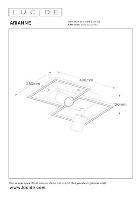 Lucide ARIANNE - Plafonnière - LED - 2xGeïntegreerde LED - 2xGU10 - CCT - Zwart