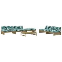 6-delige Loungeset met kussens geïmpregneerd grenenhout - thumbnail