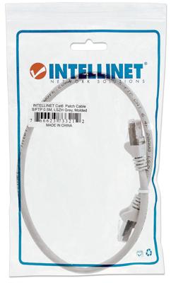 Intellinet 733212 RJ45 Netwerkkabel, patchkabel CAT 6 S/FTP 0.50 m Grijs Vergulde steekcontacten 1 stuk(s)
