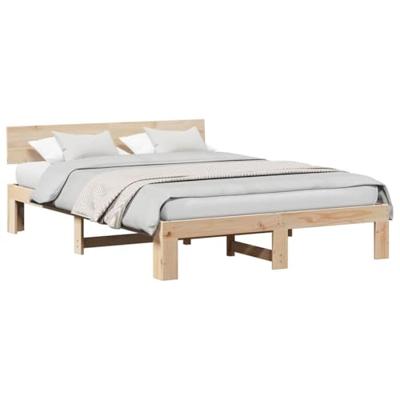 Bedframe met hoofdeinde Bruin 140 x 200 cm Massief grenenhout Bedframe met hoofdeinde Bruin 140 x 200 cm Massief grenenhout