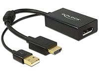 Delock 62667 HDMI / DisplayPort Adapter [1x HDMI-stekker - 1x DisplayPort bus] Zwart Vergulde steekcontacten, Met Ferrietkern 25.00 cm - thumbnail