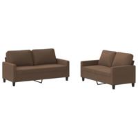 2-delige Loungeset met kussens stof bruin - thumbnail