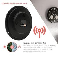 Mebus 52825 Zendergestuurd Wandklok 260 mm x 42 mm Zwart - thumbnail