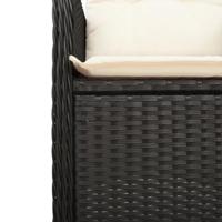 Tuinstoel verstelbaar met kussens poly rattan zwart - thumbnail