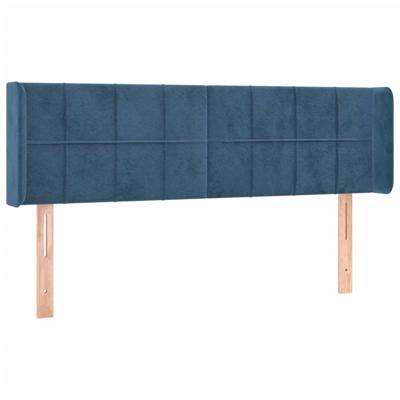 Hoofdbord met randen 147x16x78/88 cm fluweel donkerblauw