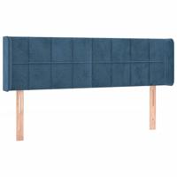Hoofdbord met randen 147x16x78/88 cm fluweel donkerblauw - thumbnail