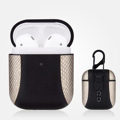 Kleur-matching flip-over lederen koptelefoon schokbestendige beschermende case voor Apple AirPods 1/2 (goud)
