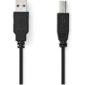 Nedis USB-Kabel | USB 2.0 | USB-A Male | USB-B Male | 10 W | 480 Mbps | Vernikkeld | 2.00 m | Rond | PVC | Zwart | Label - CCGL60100BK20 Nedis USB-Kabel | USB 2.0 | USB-A Male | USB-B Male | 10 W | 480 Mbps | Vernikkeld | 2.00 m | Rond | PVC | Zwart | Label - CCGL60100BK20
