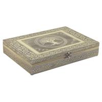 Doos-Juwelenkistje Home ESPRIT Wit Champagne Hout Aluminium 27,5 x 20 x 5,4 cm - thumbnail