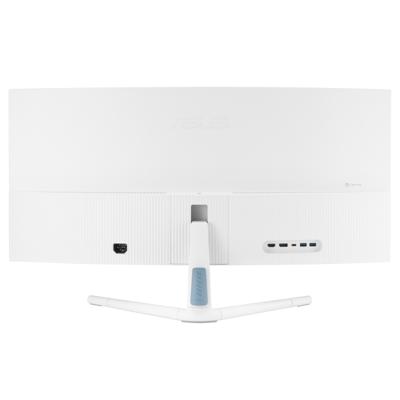 ASUS VU34WCIP-W Eye Care, 34 inch gebogen monitor, brede Quad HD VA (3440 x 1440), 1ms (MPRT), 100Hz, HDMI, USB-C en DisplayPort, SmoothMotion, Eye Care Plus-technologie, geïntegreerde luidspreker,