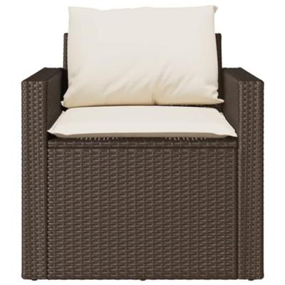 4-delige Loungeset met kussens poly rattan bruin