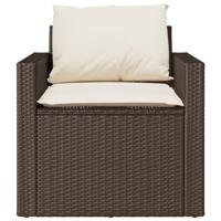 4-delige Loungeset met kussens poly rattan bruin - thumbnail