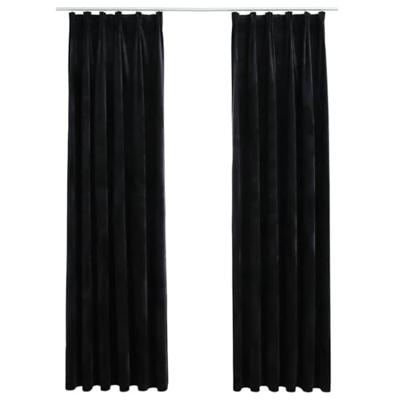 VidaXL Gordijnen verduisterend 2 st met haken 140x175 cm fluweel zwart VidaXL Gordijnen verduisterend 2 st met haken 140x175 cm fluweel zwart