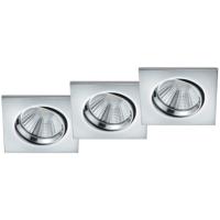 LED Spot 3 Pack - Inbouwspot - Trion Paniro - Vierkant 5W - Dimbaar - Warm Wit 3000K - Mat Chroom - Aluminium - 80mm - thumbnail