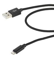 Vivanco 38307 USB-A naar Lightning-datakabel, 2 m, snel opladen, Apple MFi certificering - gevlochten nylon, zwart - thumbnail