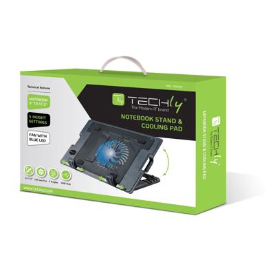 Techly ICOOL-CP12TY notebook cooling pad 43,9 cm (17.3") 1400 RPM Zwart
