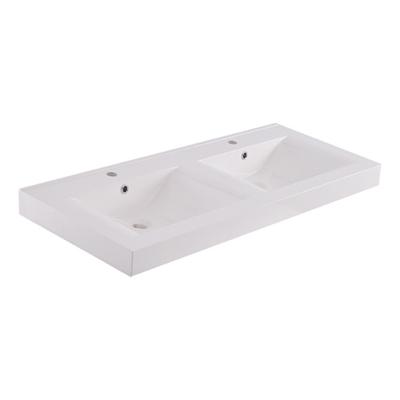 Wiesbaden Tigris wastafel dubbel met 2 kraangaten 120x46x8 cm kunstmarmer glans wit Wiesbaden Tigris wastafel dubbel met 2 kraangaten 120x46x8 cm kunstmarmer glans wit