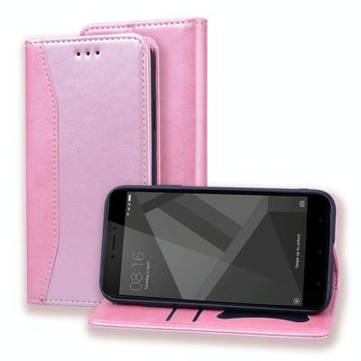 Voor Xiaomi Redmi 4X Business Stitching Horizontale Flip Lederen case met Double Folding & Bracket & Card Slots & Photo Frame & Wallet(Rose Gold)