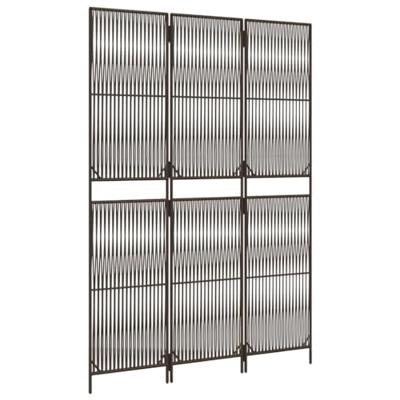 Kamerscherm 3 panelen poly rattan bruin
