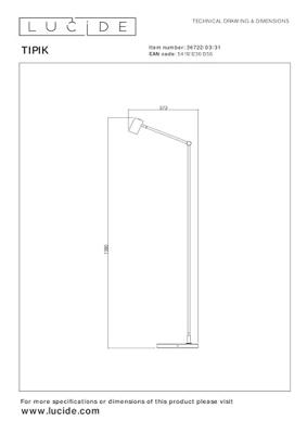 Lucide TIPIK - Oplaadbare Vloerlamp - Accu/Batterij - LED 3 StepDim - 1x3W 2700K - Wit
