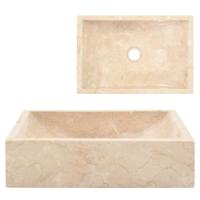 VidaXL Gootsteen 45x30x12 cm marmer hoogglans crèmekleurig - thumbnail