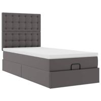 Ottomaanse bed met matras 90x200cm kunstleer grijs - thumbnail