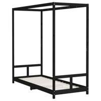 Kinderbedframe 80x200 cm massief grenenhout zwart - thumbnail