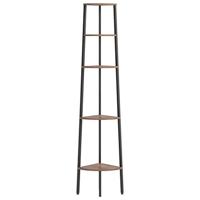 Hoekkastje met 5 schappen 45,5x31,5x180 cm donkerbruin en zwart - thumbnail