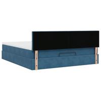 Ottoman bed met matras 180x200 cm fluweel donkerblauw - thumbnail
