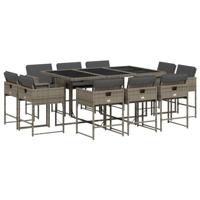 11-delige Tuinset met kussens poly rattan grijs - thumbnail
