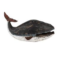 Clayre & Eef Decoratie Beeld Walvis 23 cm Zwart Wit Hout - thumbnail