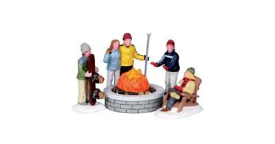 Lemax fire pit s/5 verlichte kerstdorp accessoire Vail Village 2010
