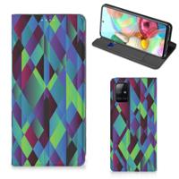 Samsung Galaxy A71 Stand Case Abstract Green Blue - thumbnail
