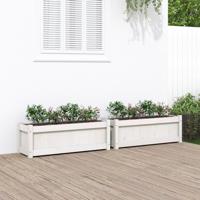 VidaXL Plantenbakken 2 st cm massief grenenhout wit - thumbnail
