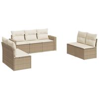 8-delige Loungeset met kussens poly rattan beige - thumbnail
