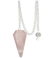 Pendel facet roze kwarts 1 Stuks - thumbnail