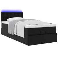 Ottoman bed met matrassen en LED's 80x200cm kunstleer zwart - thumbnail