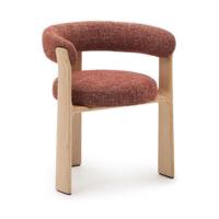 Kave Home Granite eetkamerstoel 3-poot chenille Terra/naturel - thumbnail