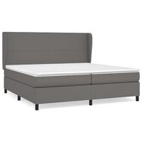 Boxspring met matras kunstleer grijs 200x200 cm - thumbnail
