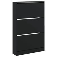 Schoenenkast 80x21x125,5 cm bewerkt hout zwart - thumbnail