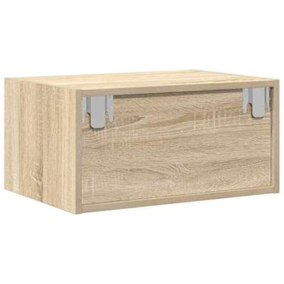 Nachtkastjes met LED wandgemonteerd 2 st sonoma eikenkleurig