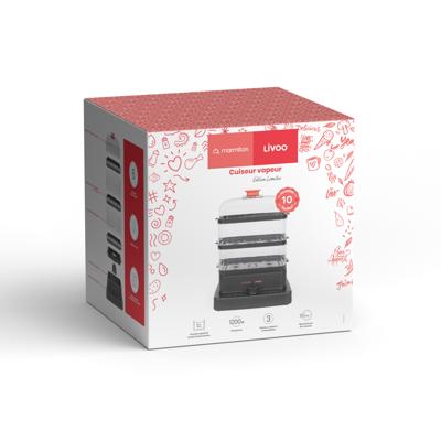 Stoomkoker - LIVOO x Marmiton - DOC300 - 1000 - 1200 W - 3 stoommandjes - Totale inhoud van 12 liter